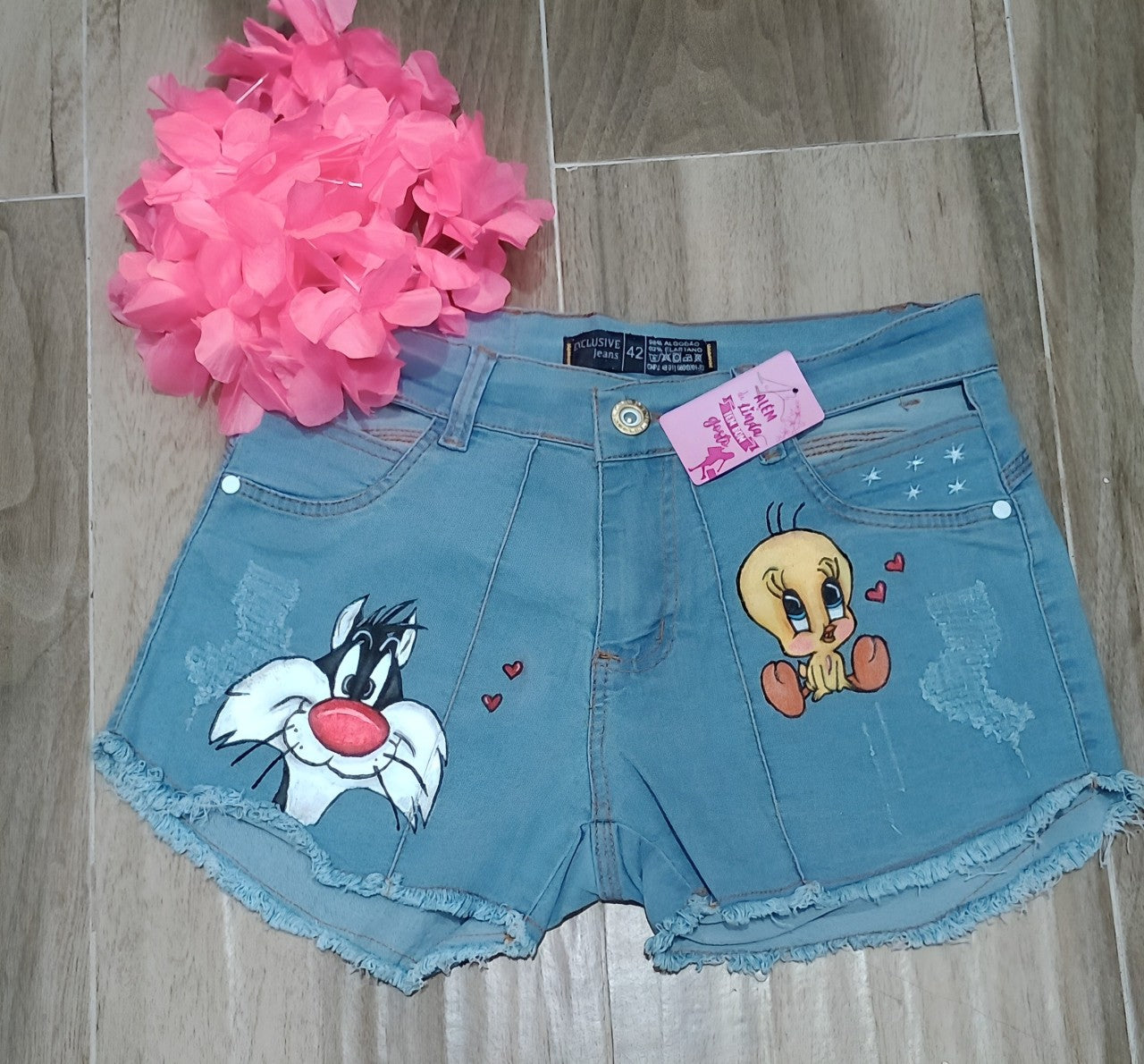 shorts personalizado feminino piupiu e frajola