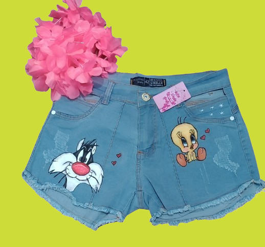 shorts personalizado feminino piupiu e frajola