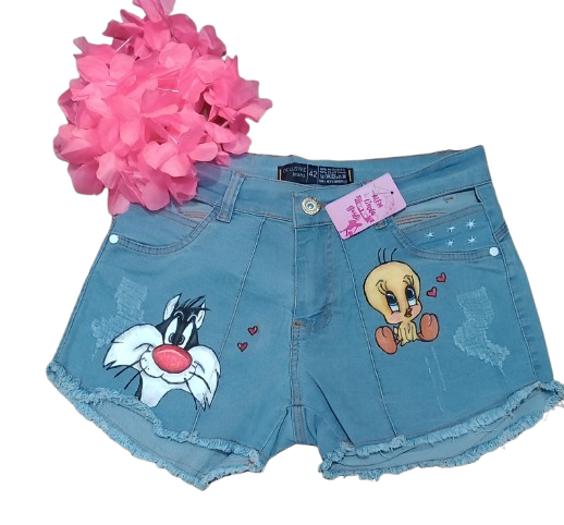 shorts personalizado feminino piupiu e frajola