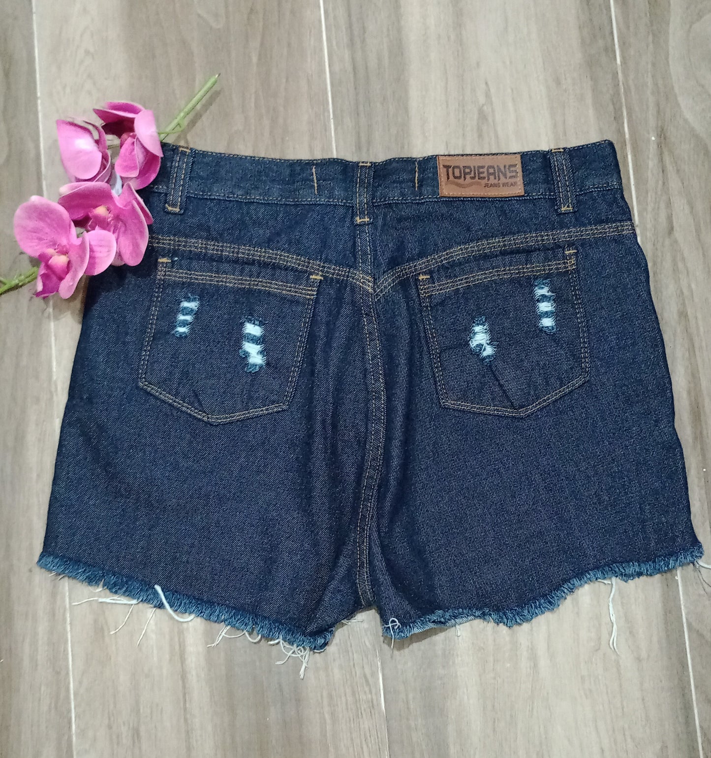 Shorts jeans adulto pintado á mão minnie
