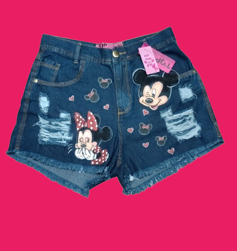 Shorts jeans personalizados adulto mickey