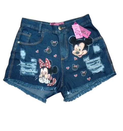 Shorts jeans personalizados adulto mickey