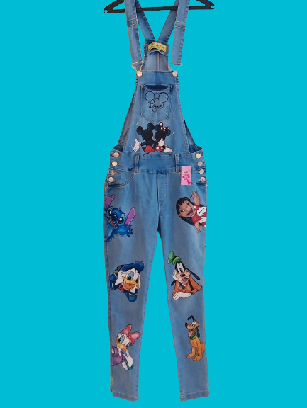 jardineira disney pintada a mao