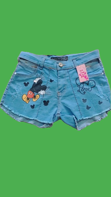 shorts feminino adulto personalizado com desenho mickey